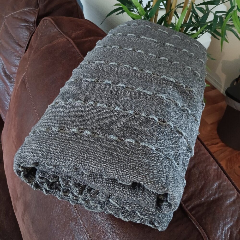 Grey Cotton Linen Throw Blanket